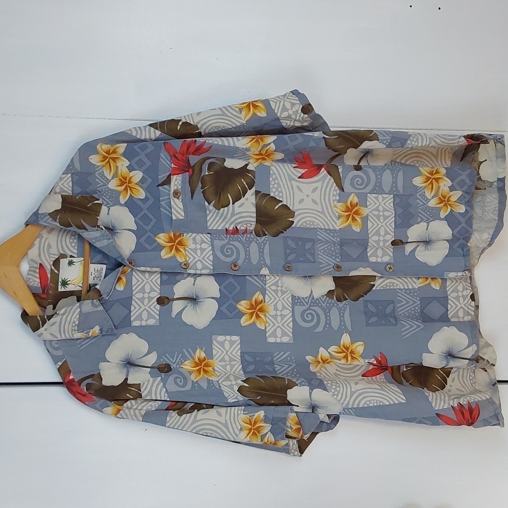 Banana Cabana Men's Silk Shirt Tropical Floral Pocket Beach Vacation Sz.XXL